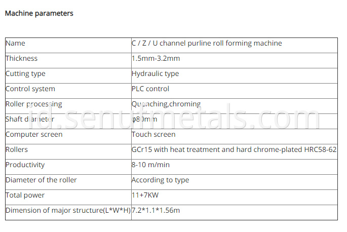 Shape Machine Type CZU Light Steel Keel Galvanized Steel C Type Light Steel Keel Roll Forming Mach15